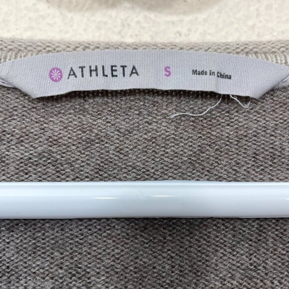 Athleta Size S 100% Extra Fine Merino Wool Frisco Tan Brown Sweater Colorblock - Picture 3 of 8